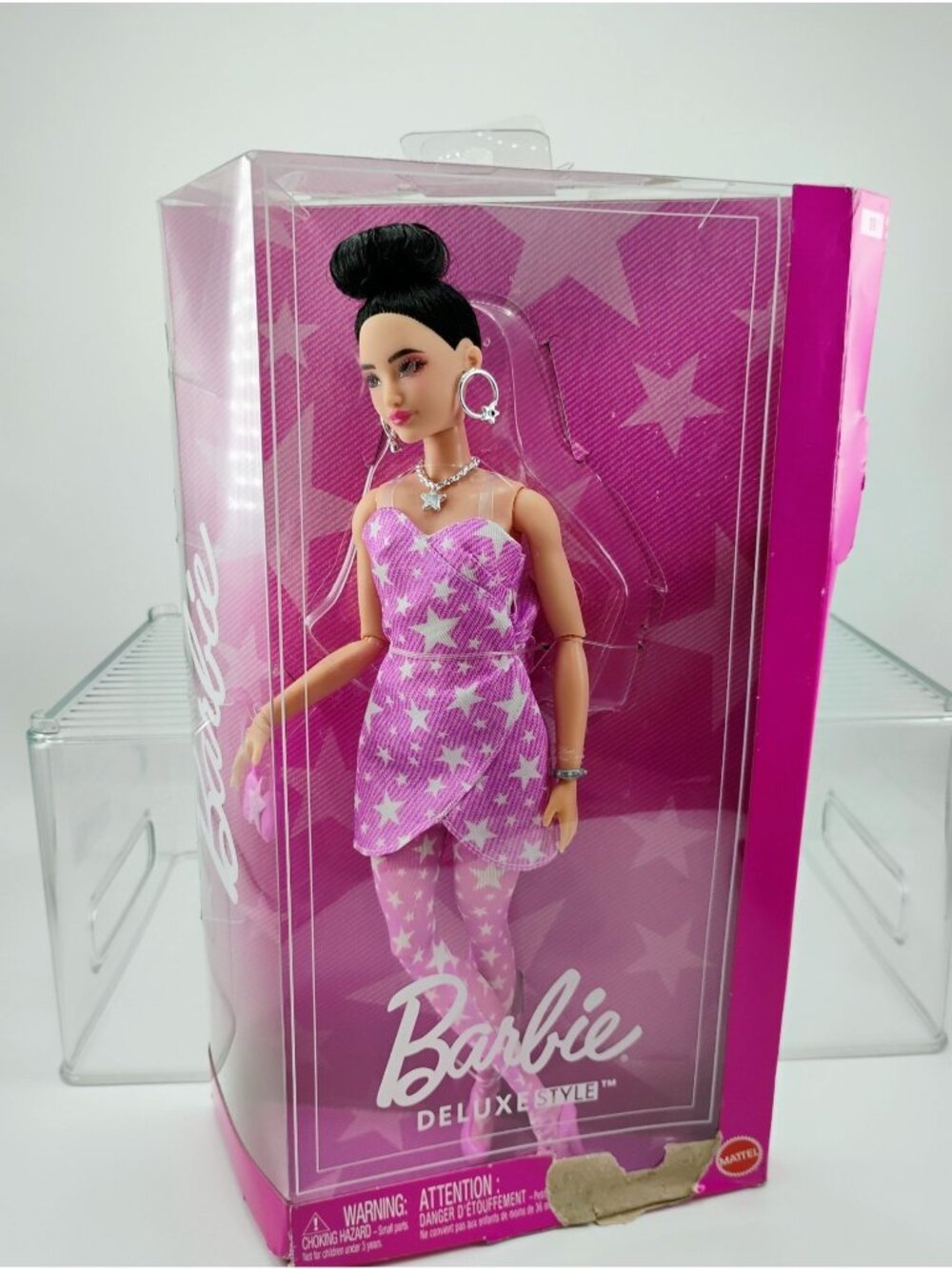 Barbie Deluxe Style Fashion Doll In Pink Star Outfit New Box Damaged